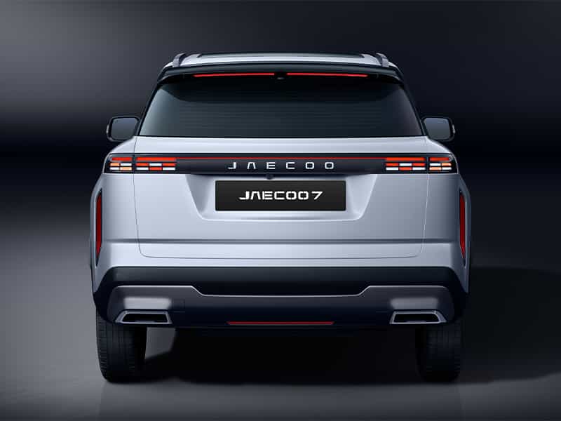 Heck des JAECOO 7 SUV mit durchgehendem LED-Rücklichtband