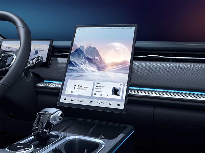 Cockpit des JAECOO 7 SUV mit großem 14,8-Zoll-Infotainment-Screen.